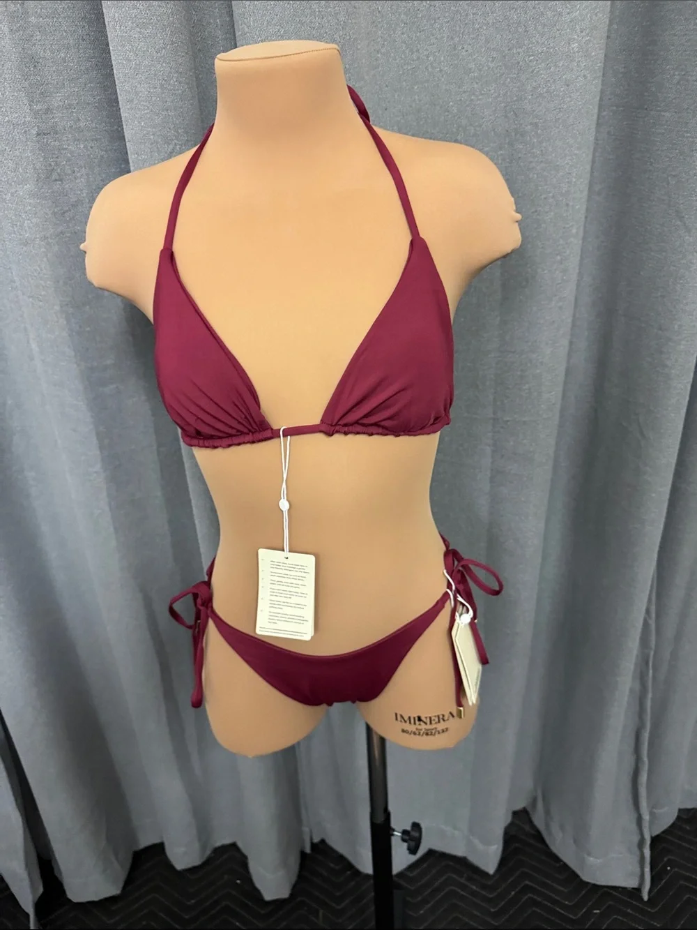 Monday Swimwear Wine Red Triangle String Bikini